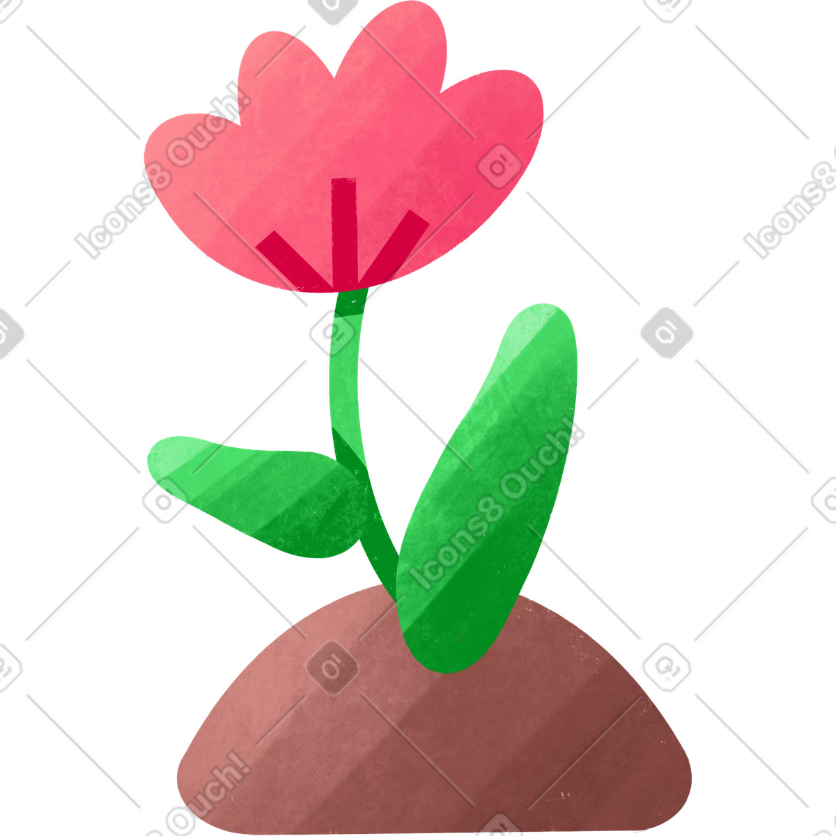 Pink flower grows in the soil illustrazione stile Bonbon scarica PNG, SVG