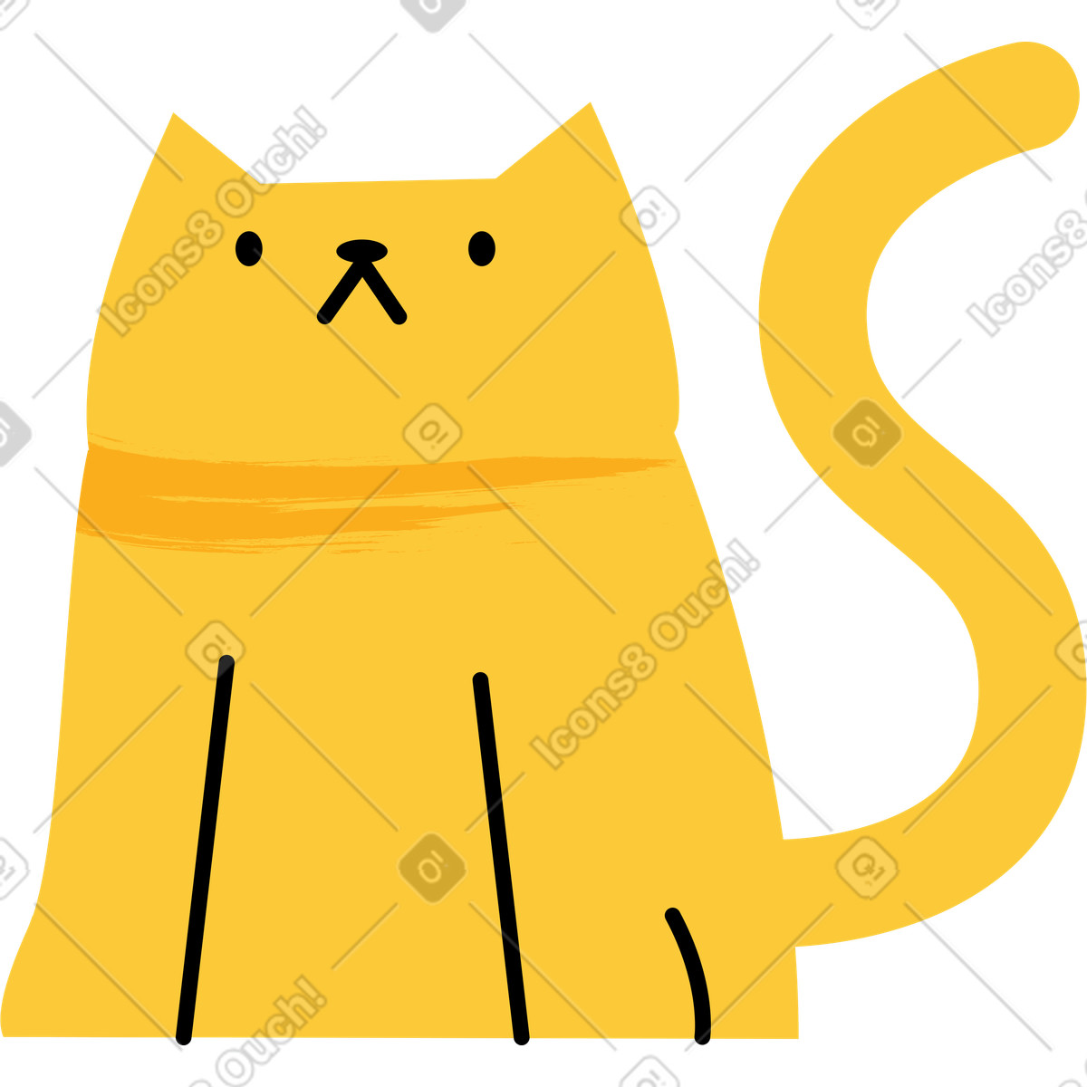 Yellow cat illustration showcasing grumpy expressions in unique clipart graphics