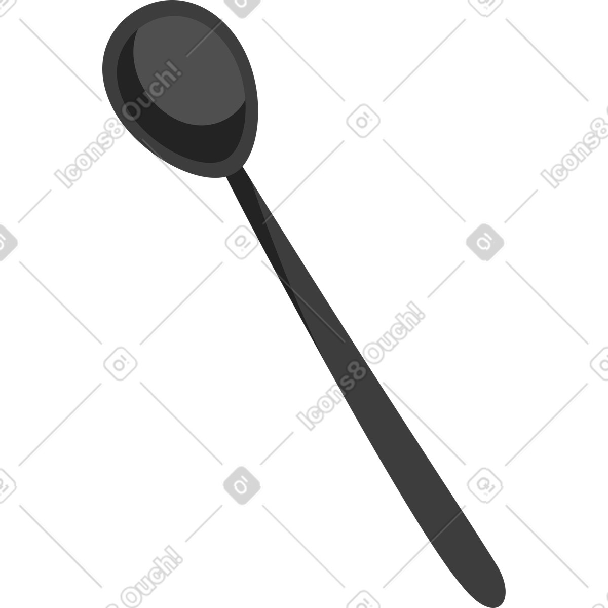 Lagom 스타일의 검은 숟가락 일러스트레이션 PNG, SVG 다운로드