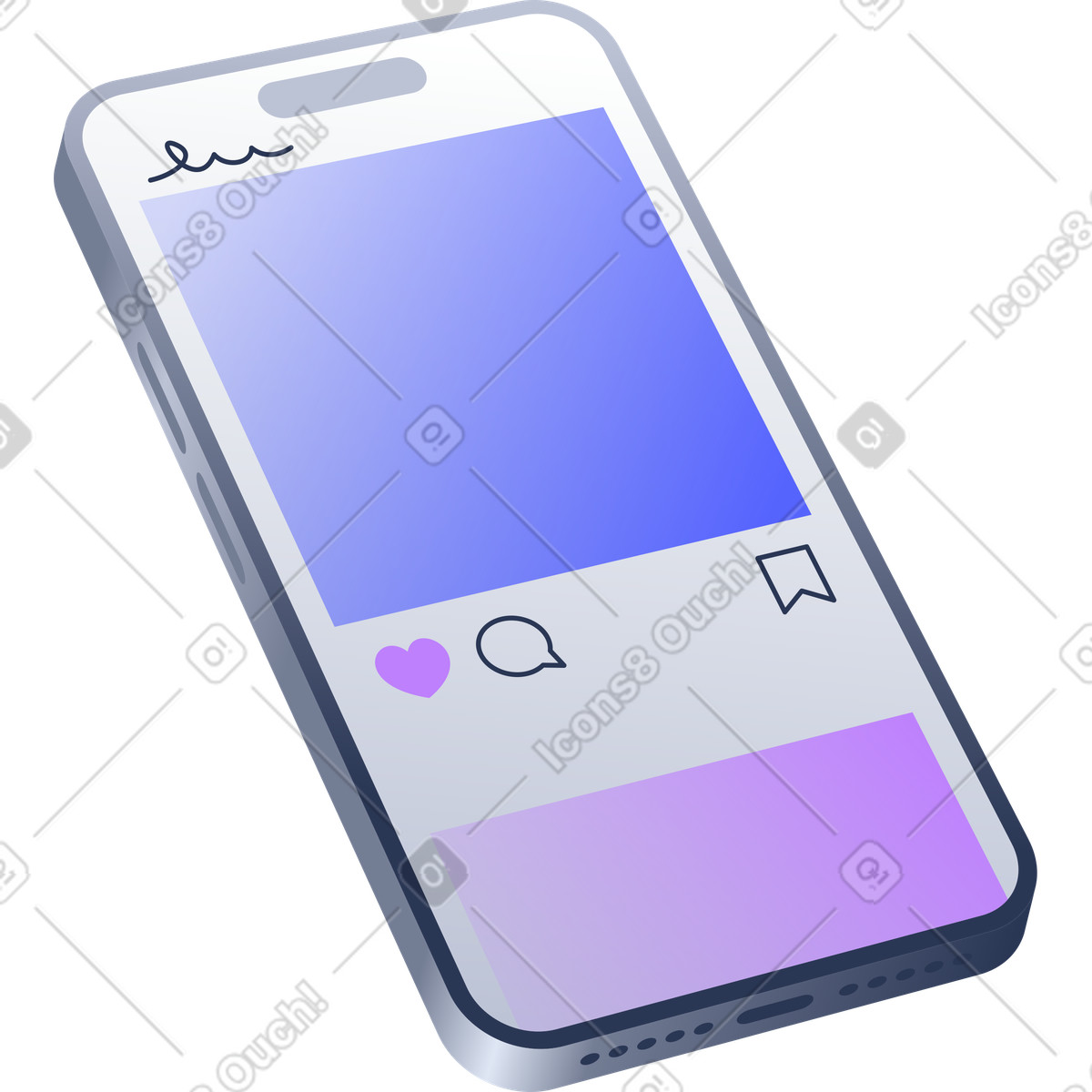 下载 Lucent 风格的 带有新闻推送的手机 插画，支持 PNG、SVG 格式