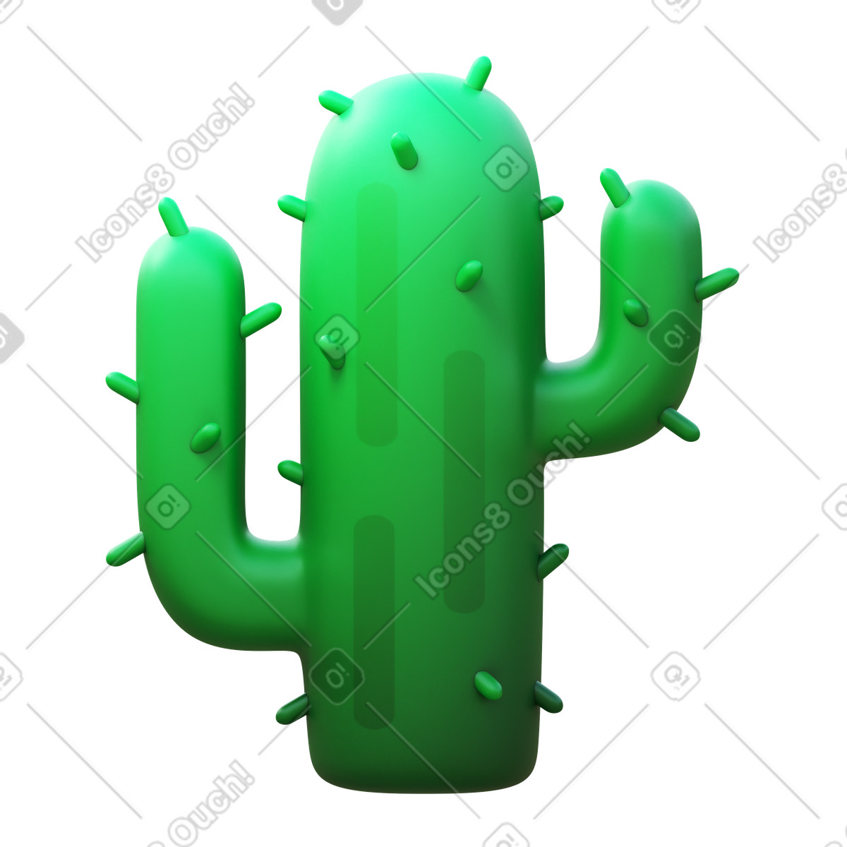 Minimal cactus icon with spiky thorns modern flat illustration clipart PNG SVG
