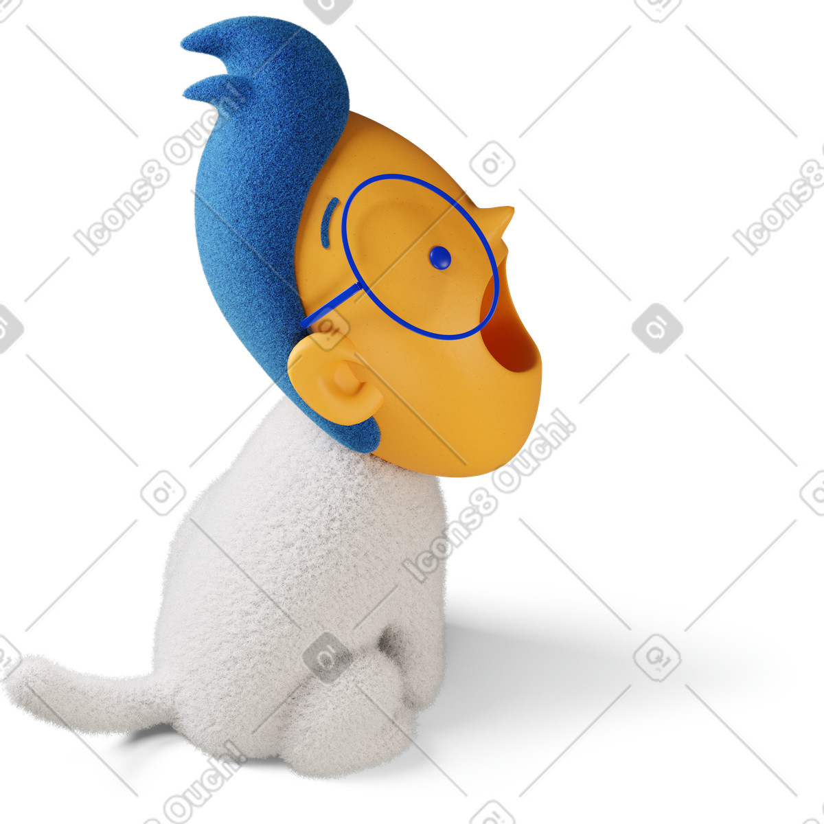 Junge mit offenem mund, der nach rechts oben schaut-Illustration im 3D Buddy-Stil als Download in PNG, SVG