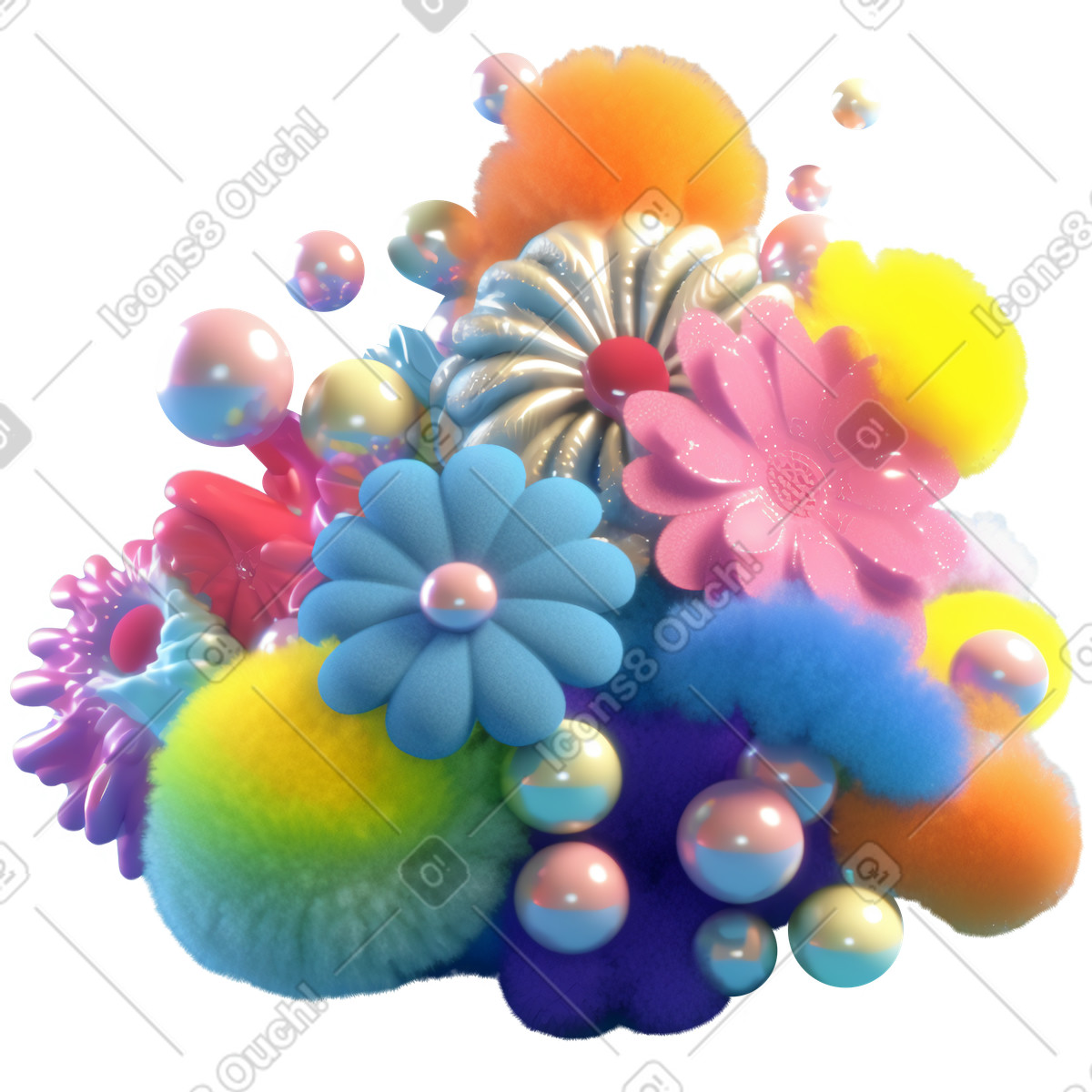 Experimental 스타일의 3d 추상 꽃 구성 일러스트레이션 PNG, SVG 다운로드