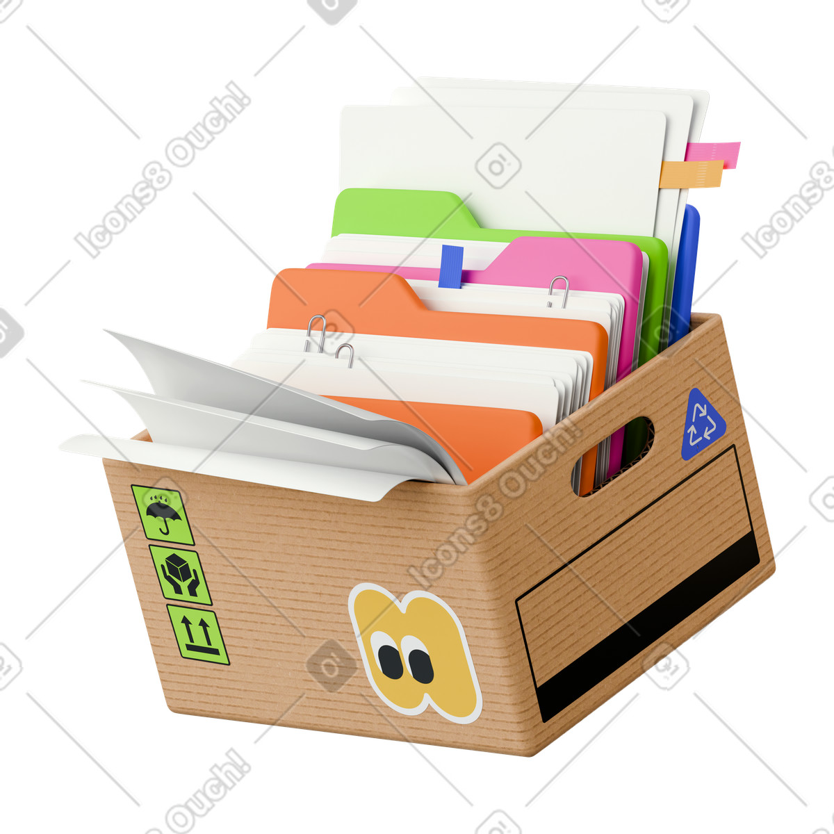 Box with papers in folders, Document management and archiving illustration in PNG, SVG