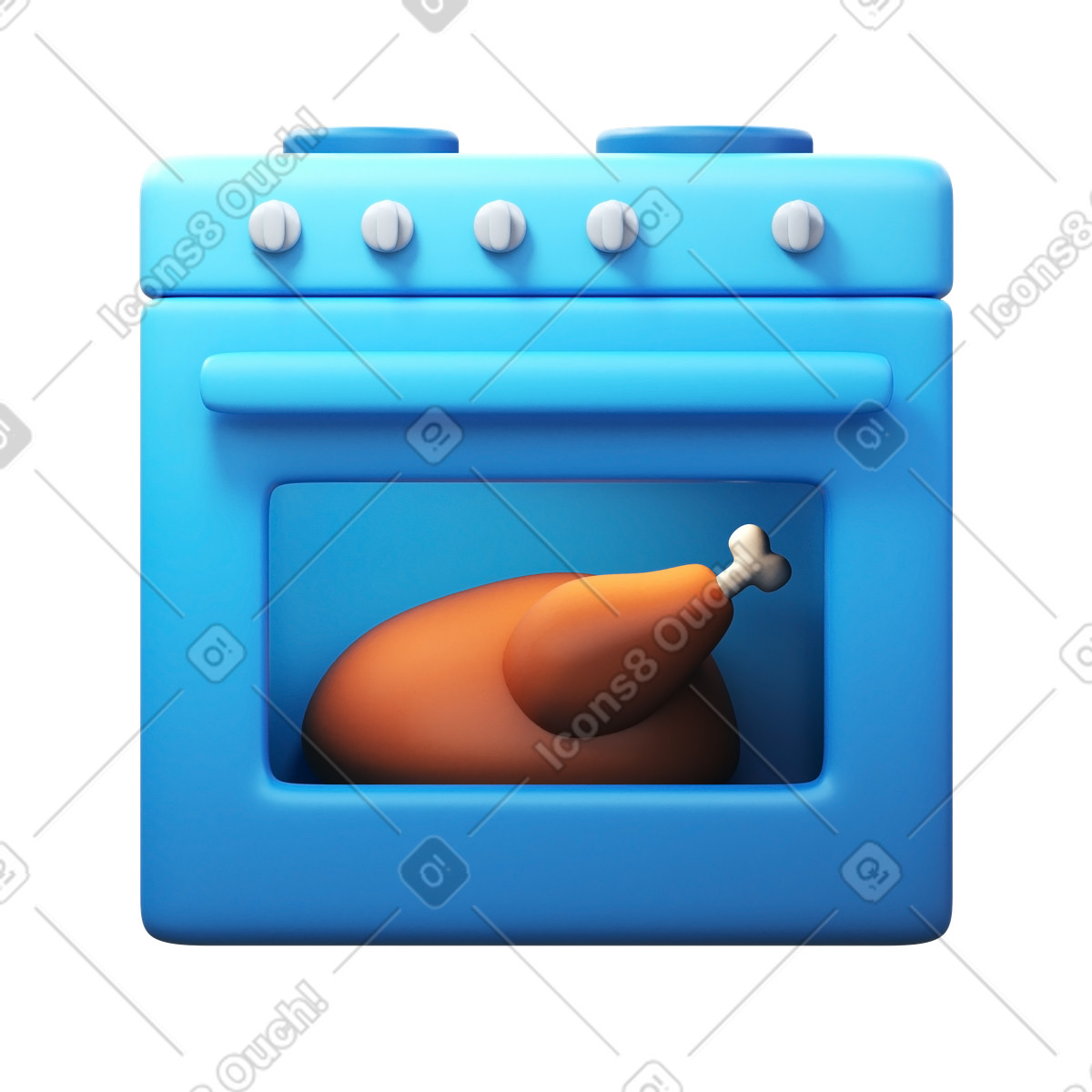 Illustration Dinde au four dans le style 3D Fluency à télécharger aux formats PNG, SVG