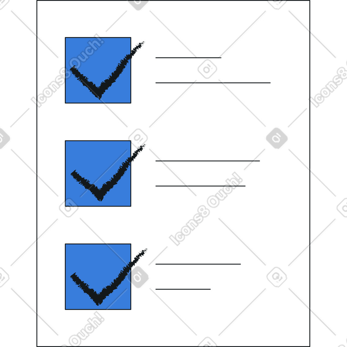 Elenco di segni spunta illustrazione in stile Midnight scarica in PNG, SVG