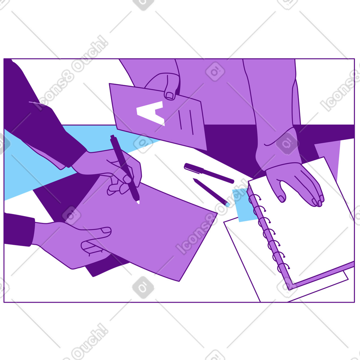 Cornice con le mani di due persone illustrazione in stile Storyline scarica in PNG, SVG