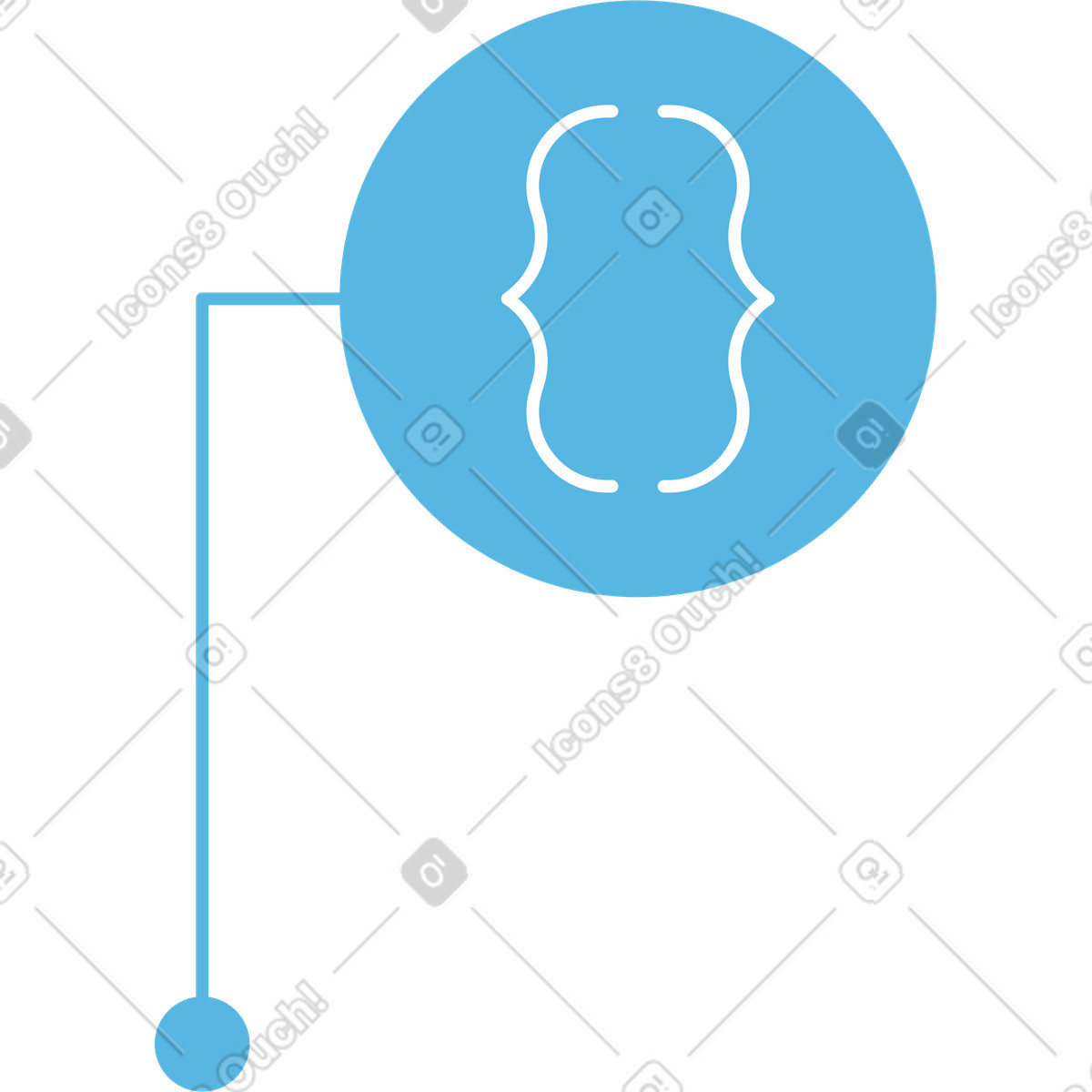 Curly braces in blue circle illustration Florid style download PNG, SVG