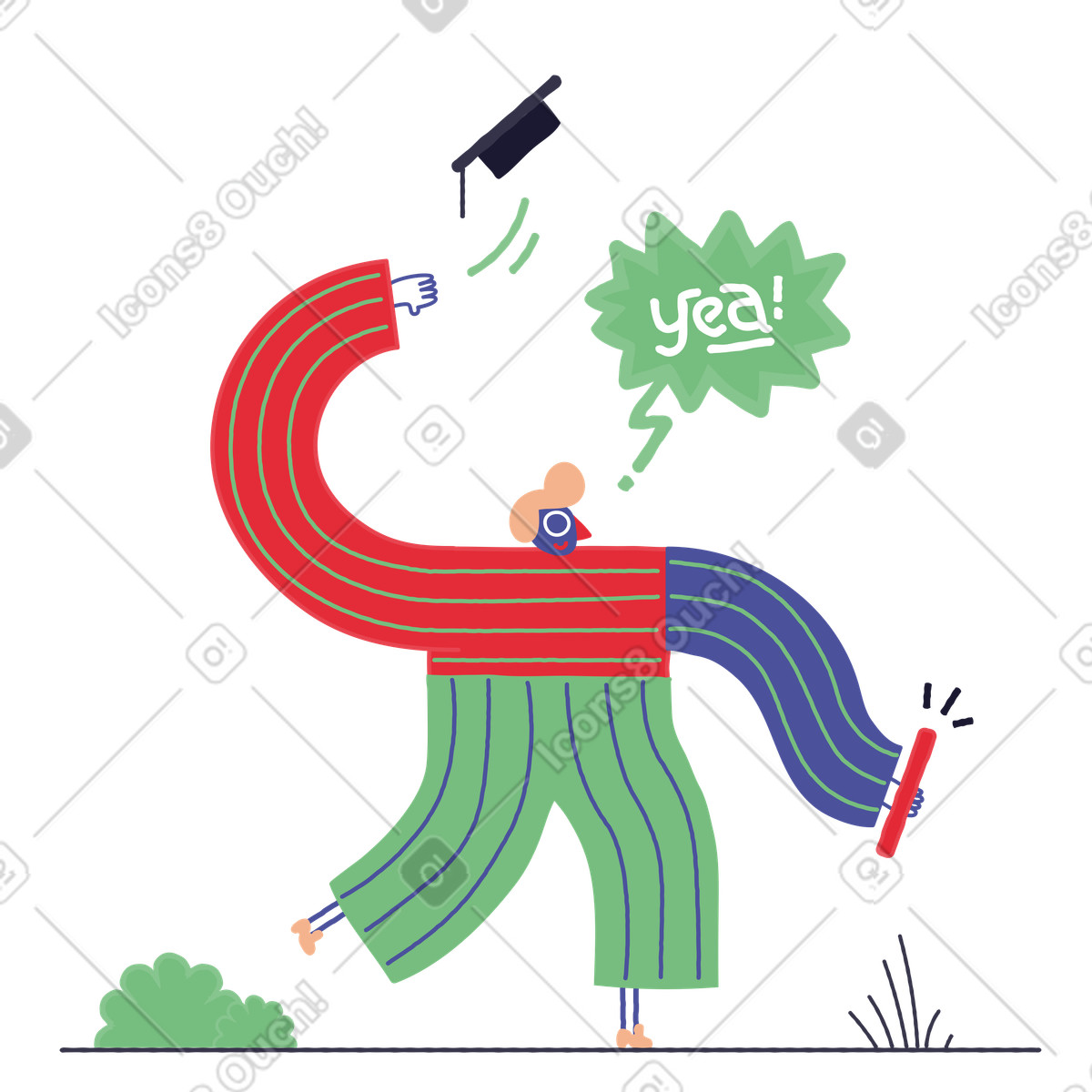 School boy throwing his hat up illustration in PNG, SVG