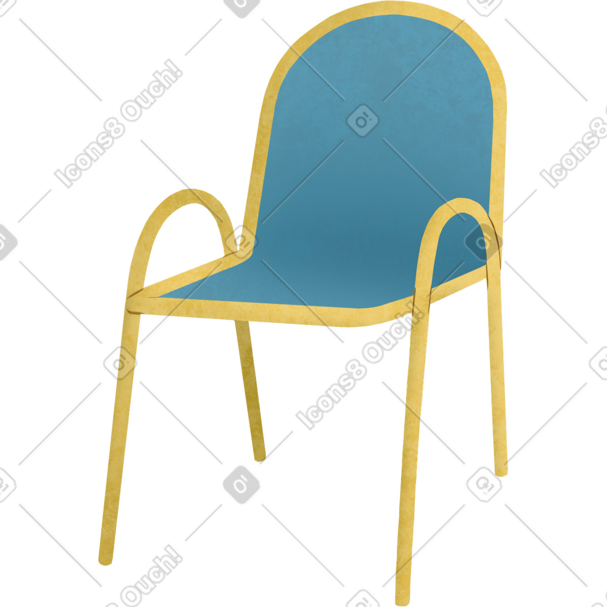 下载 Lifestyle 风格的 Chair with blue seat 插画，支持 PNG、SVG 格式