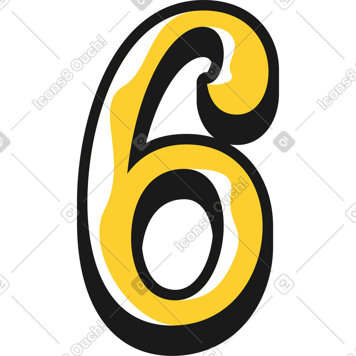 Ilustración Letras seis en estilo Taxi a descargar en PNG y SVG
