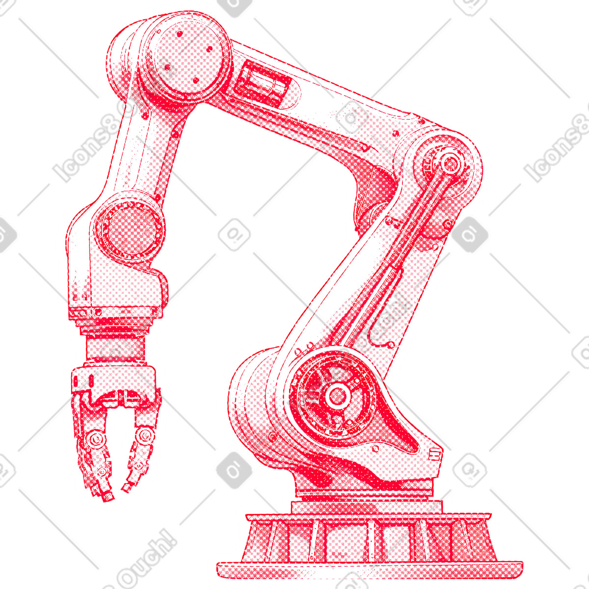 Ilustración Brazo robotico en estilo Halftone a descargar en PNG y SVG