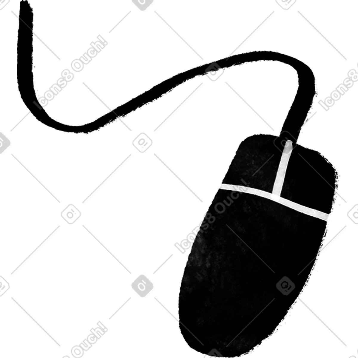 Black computer mouse-Illustration im Inky-Stil als Download in PNG, SVG