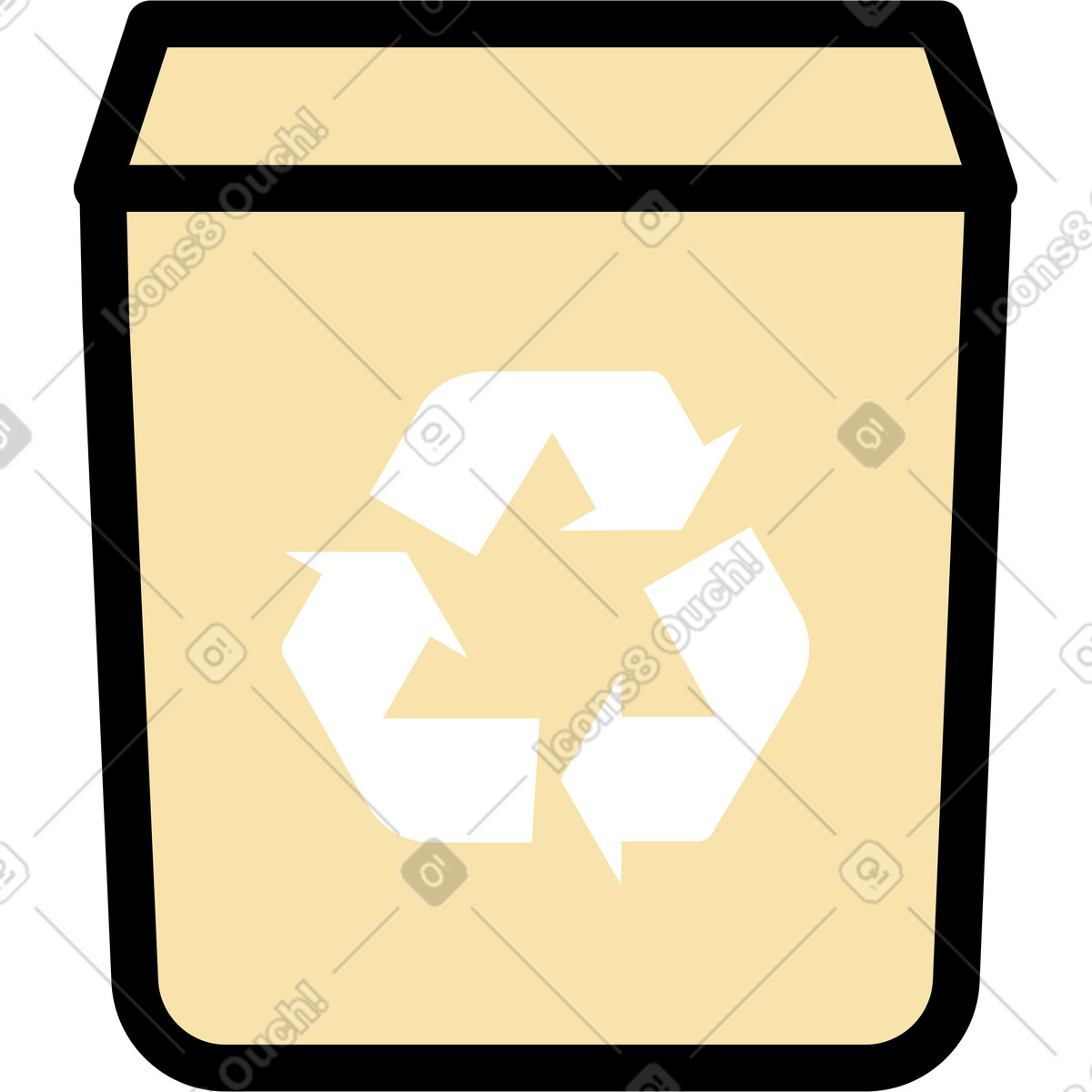 Illustration Icône du réservoir de recyclage dans le style Notes à télécharger aux formats PNG, SVG