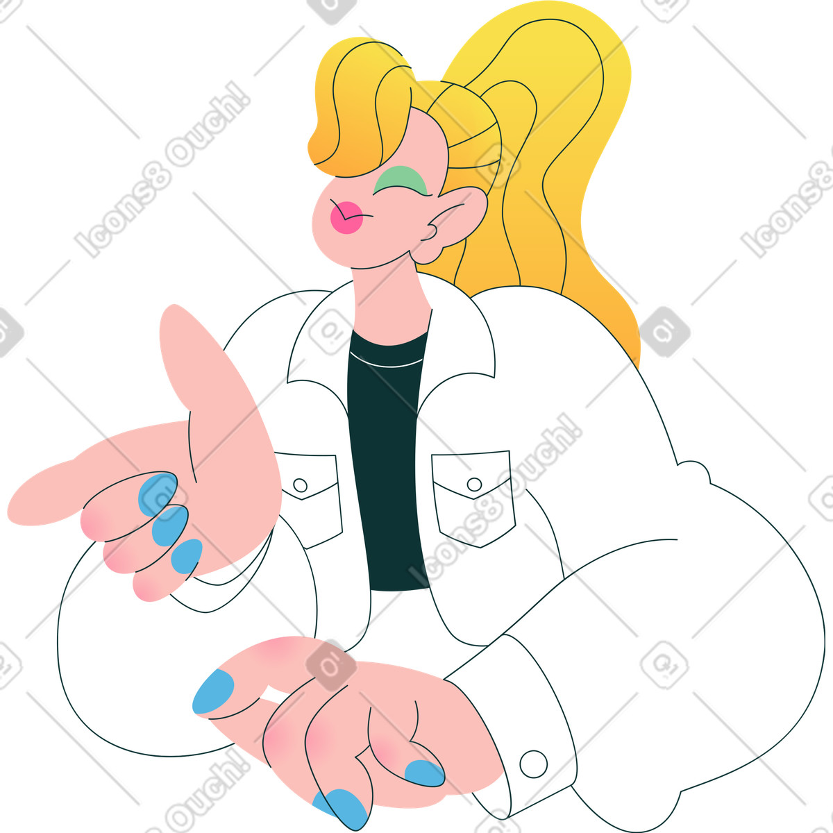 Ilustração de Garota feliz com os olhos fechados em no estilo Florid para baixar em PNG, SVG