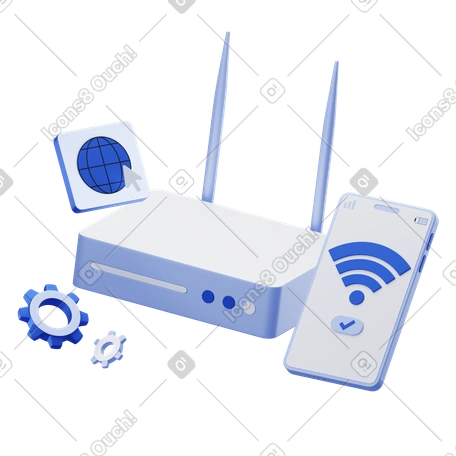 Illustration animée 3D Fourniture de services internet et connectivité aux formats GIF, Lottie (JSON) et AE