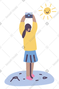 Woman with camera taking photos of the sun PNG, SVG