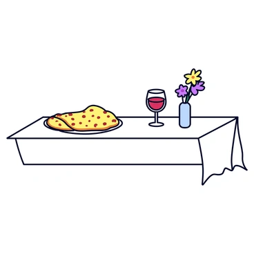 A sophisticated dining setup featuring naan paired with a glass of wine.
