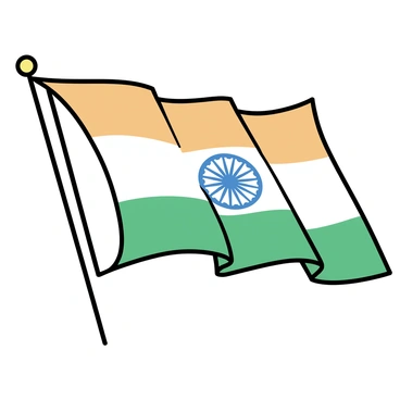 A detailed representation of the Indian flag, showcasing the three horizontal stripes of saffron, white, and green. The flag features a navy blue Ashoka Chakra with 24 spokes in the center. The flag is billowing in a gentle breeze, creating a sense of movement. The background is minimal, allowing the colors of the flag to stand out vividly against a clear sky.