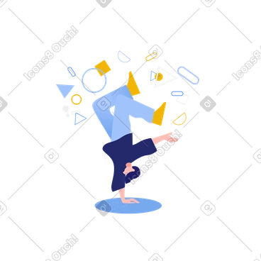 Illustration animée Homme breakdance et faisant le poirier aux formats GIF, Lottie (JSON) et AE