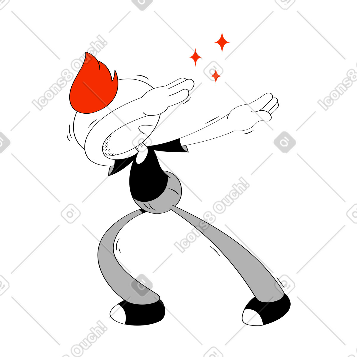 Illustration Doublage d'un adolescent avec des étincelles dans le style Looney à télécharger aux formats PNG, SVG
