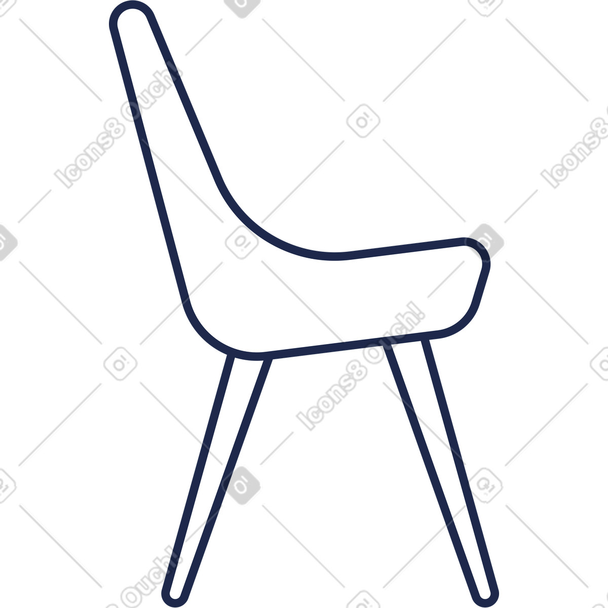 Chair with back illustration in Outline style download in PNG, SVG
