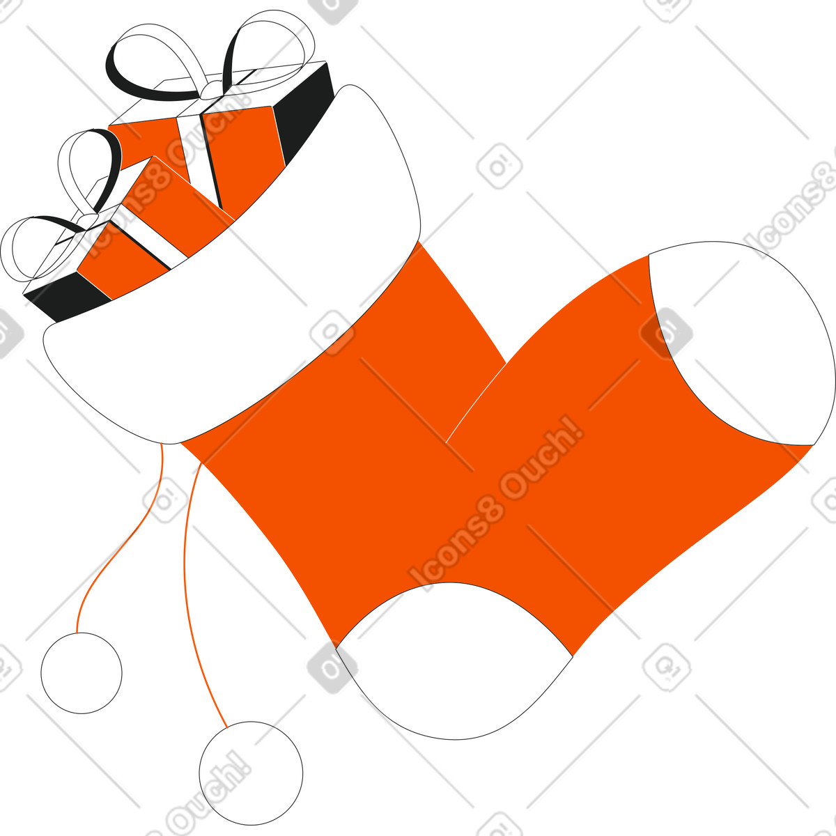 Sock with gifts illustration in Strict style download in PNG, SVG
