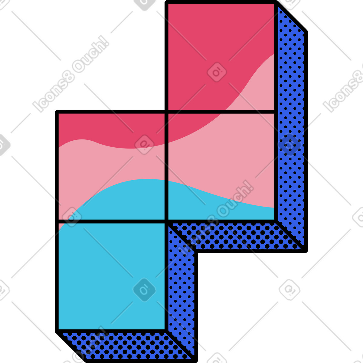 下载 Memphis 风格的 俄罗斯方块 插画，支持 PNG、SVG 格式