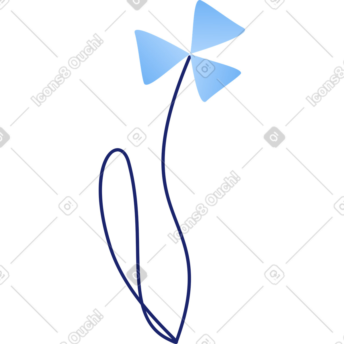 Abstract blue flower with triangular petals illustration in Clip style download in PNG, SVG