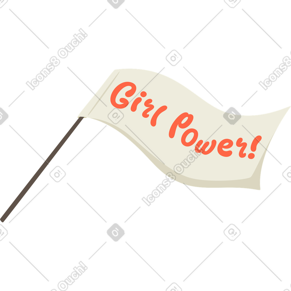 Flag girl power-Illustration im Social-Stil als Download in PNG, SVG