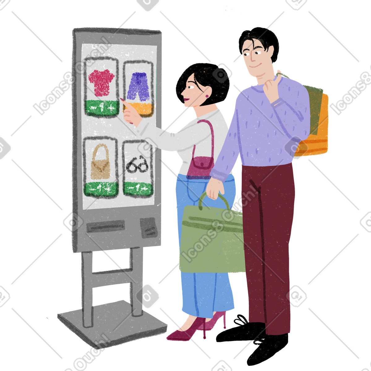 Ilustração de People buying from marketplace em no estilo Public para baixar em PNG, SVG