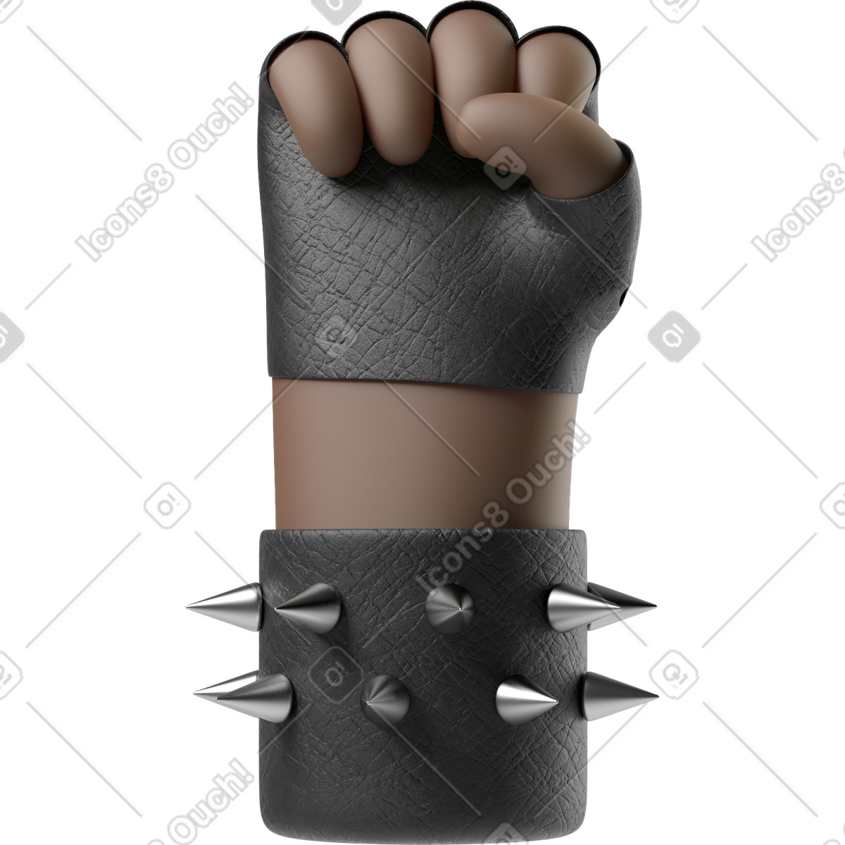 Pugno alzato della mano del rocker illustrazione in stile 3D Hands Fun&Wild scarica in PNG, SVG