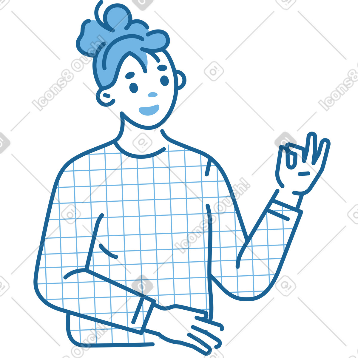 Ilustración Mujer mostrando todo con gesto de "ok" en estilo Natty a descargar en PNG y SVG