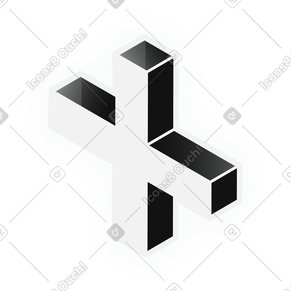 Ilustración Positive value increase isometric plus icon en estilo Inverse a descargar en PNG y SVG