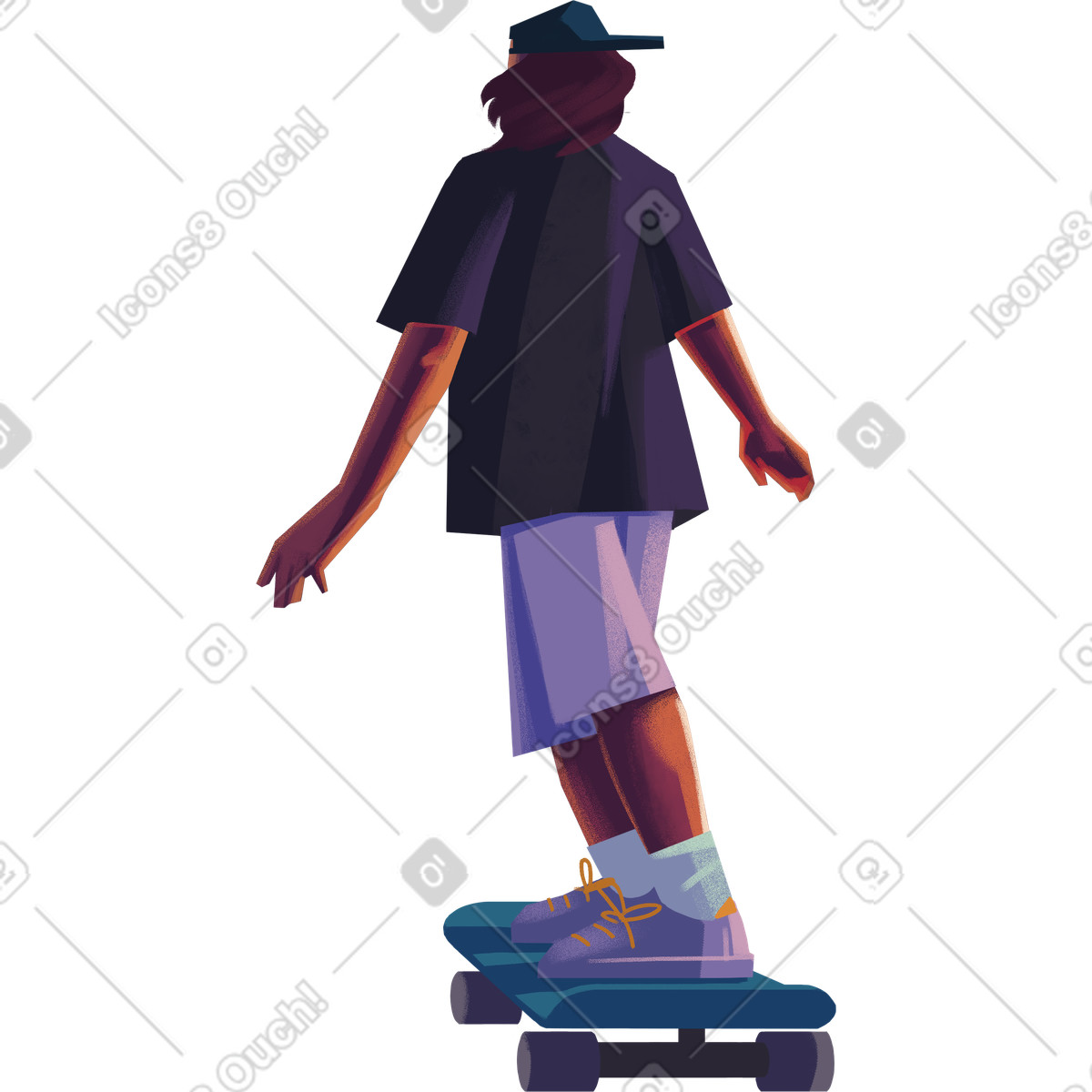 Иллюстрация Skater view from behind в стиле Lush — скачать в форматах PNG, SVG