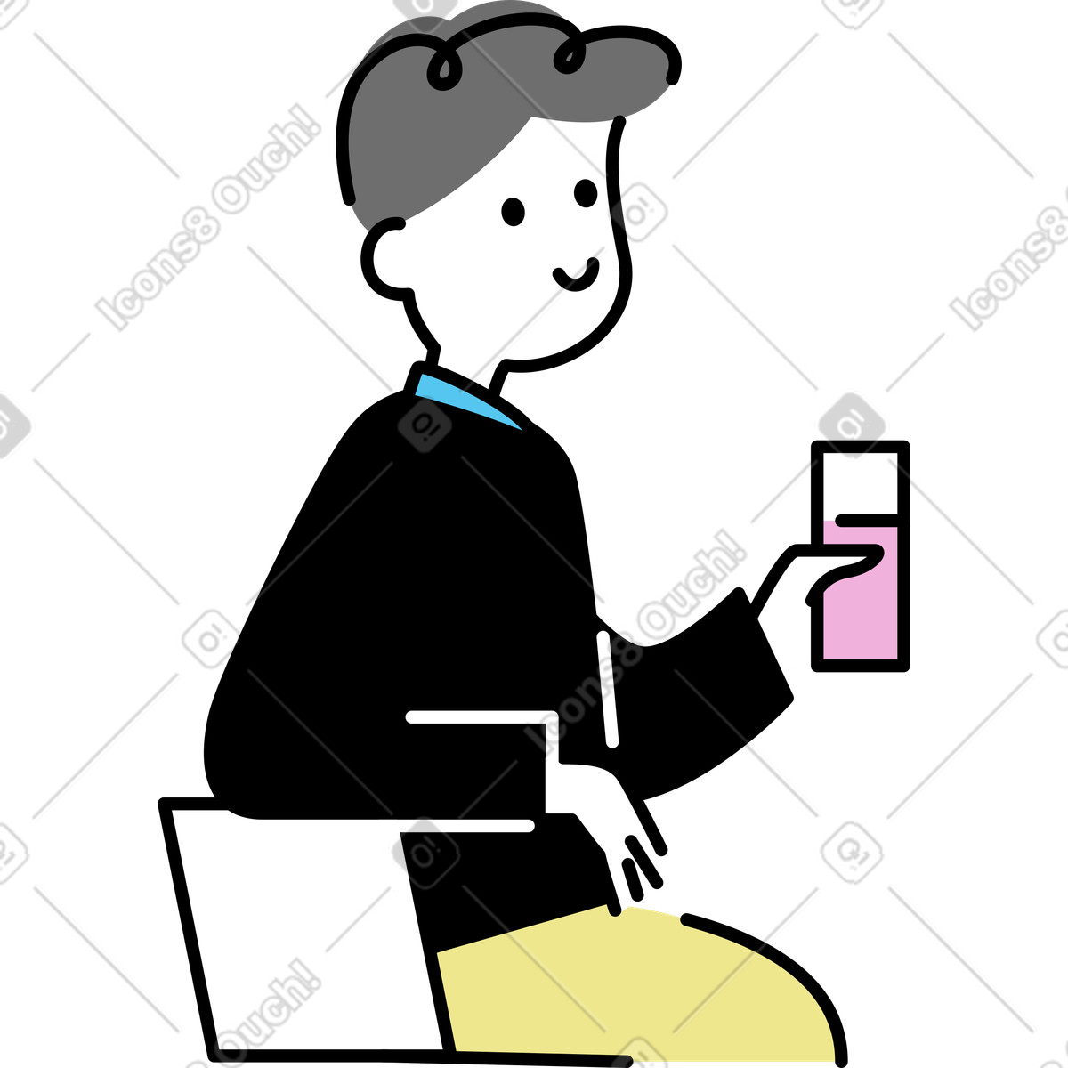 Ilustração de Homem com um copo em no estilo Mochi para baixar em PNG, SVG