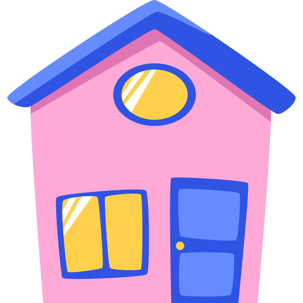 Ilustração de Pink house with blue windows and door em no estilo Bouncy para baixar em PNG, SVG