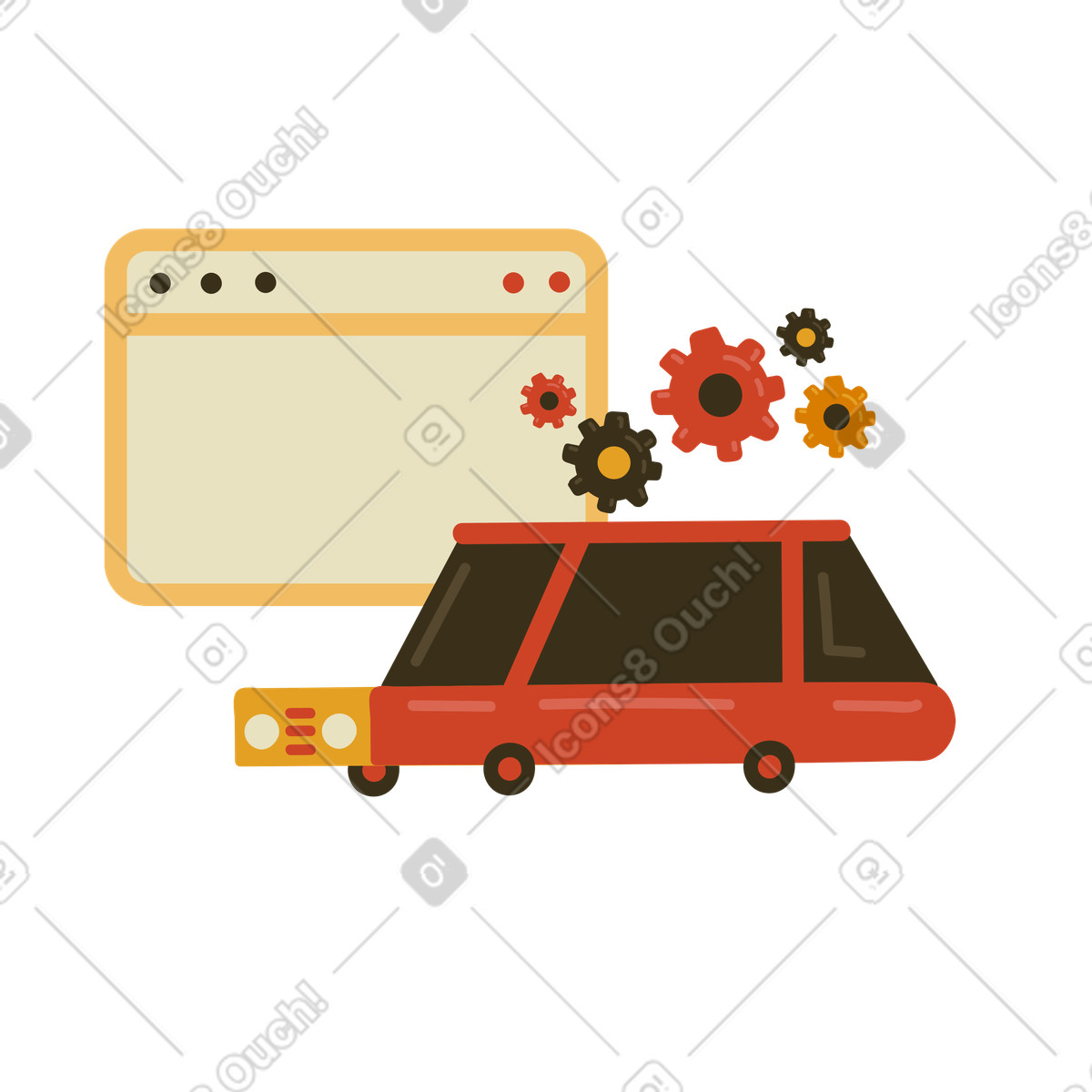 Online web service for car maintenance illustration in PNG, SVG