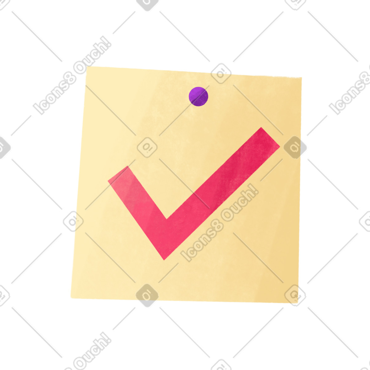 Ilustração de Papel nota com carrapato em no estilo Bonbon para baixar em PNG, SVG