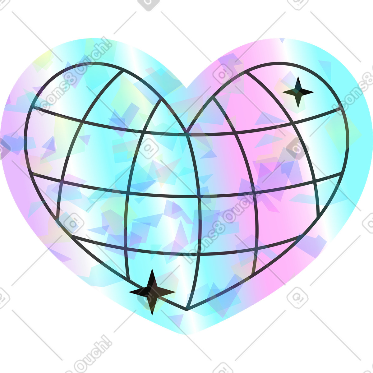 Illustration Cœur dans le style Holostickers à télécharger aux formats PNG, SVG