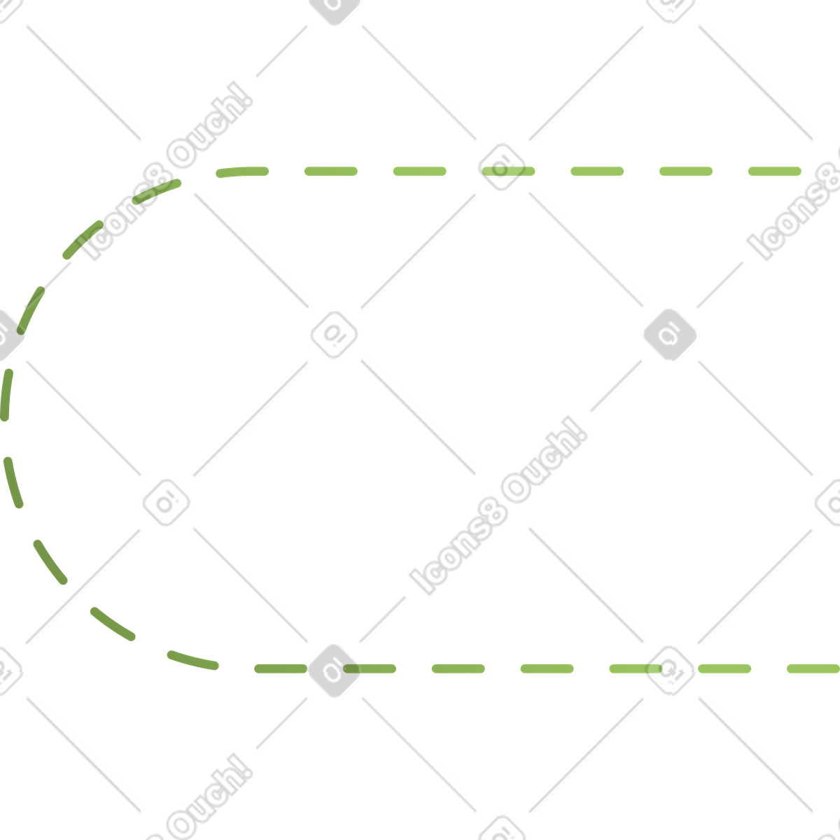 Green dashed line illustration in Silky style download in PNG, SVG