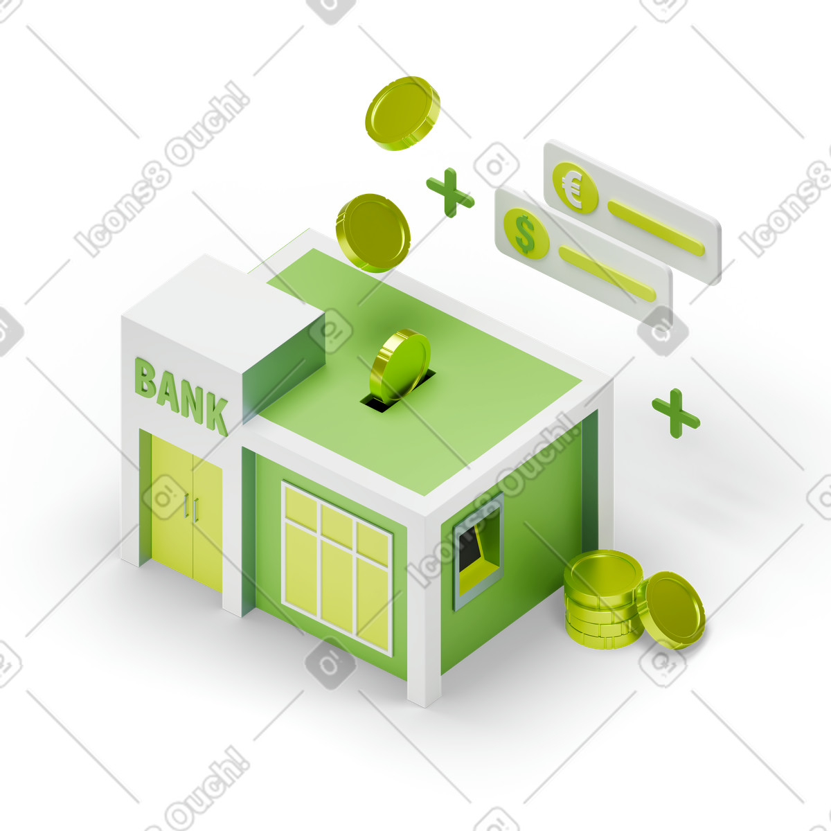 Bank investments with growing interest rate animated illustration in GIF, Lottie (JSON), AE