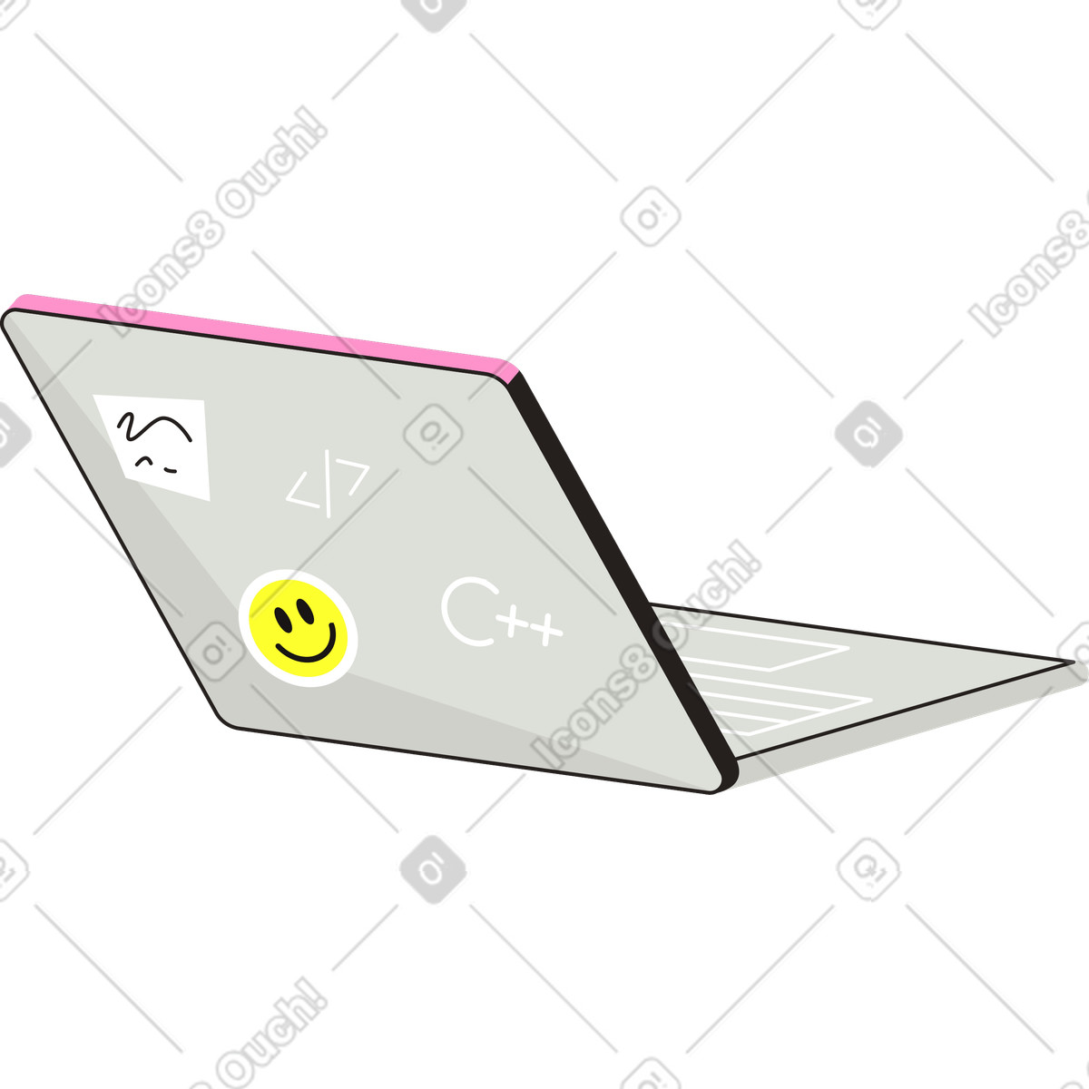 Laptop grigio illustrazione in stile Like scarica in PNG, SVG