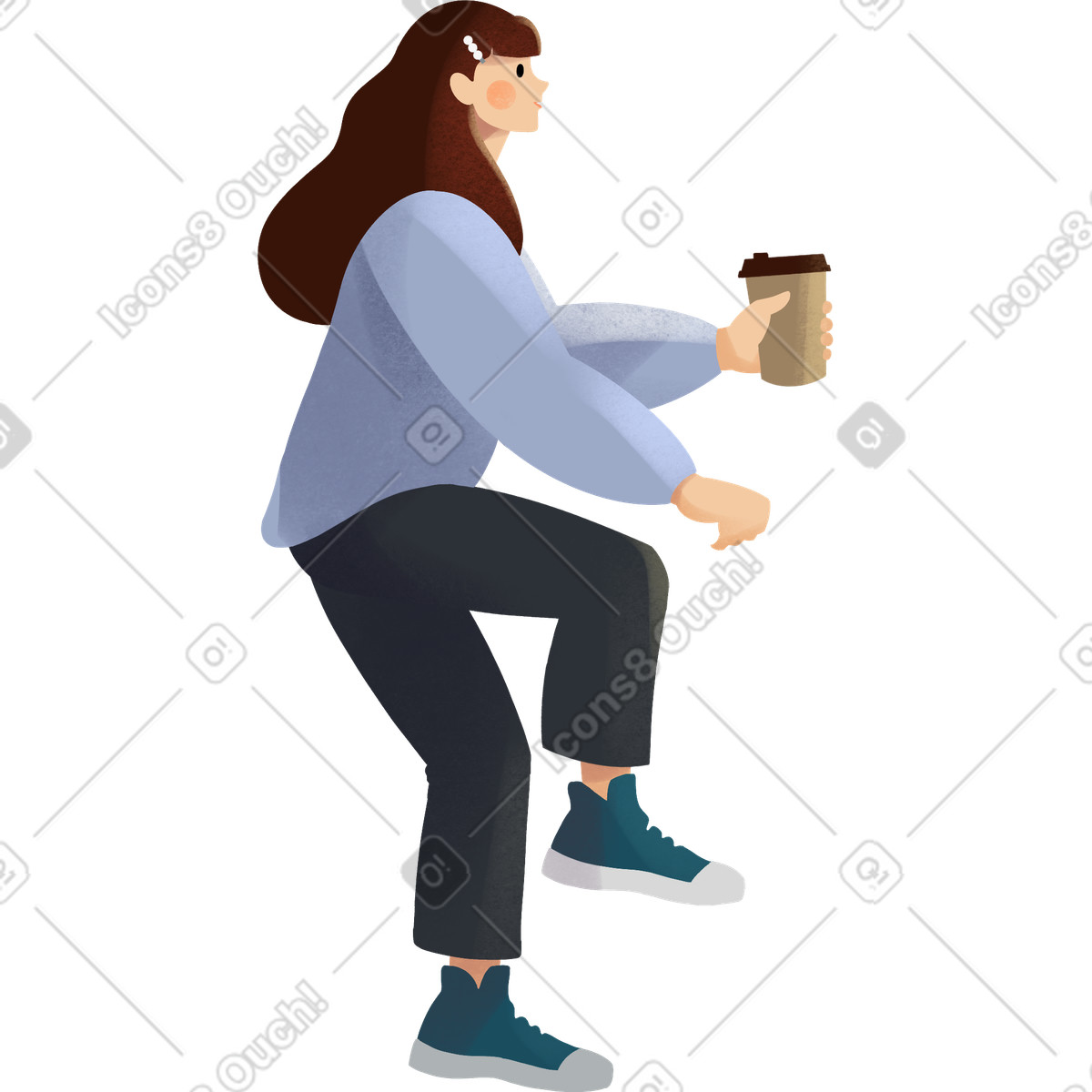 Illustration Jeune femme en pull violet dans le style Shine à télécharger aux formats PNG, SVG