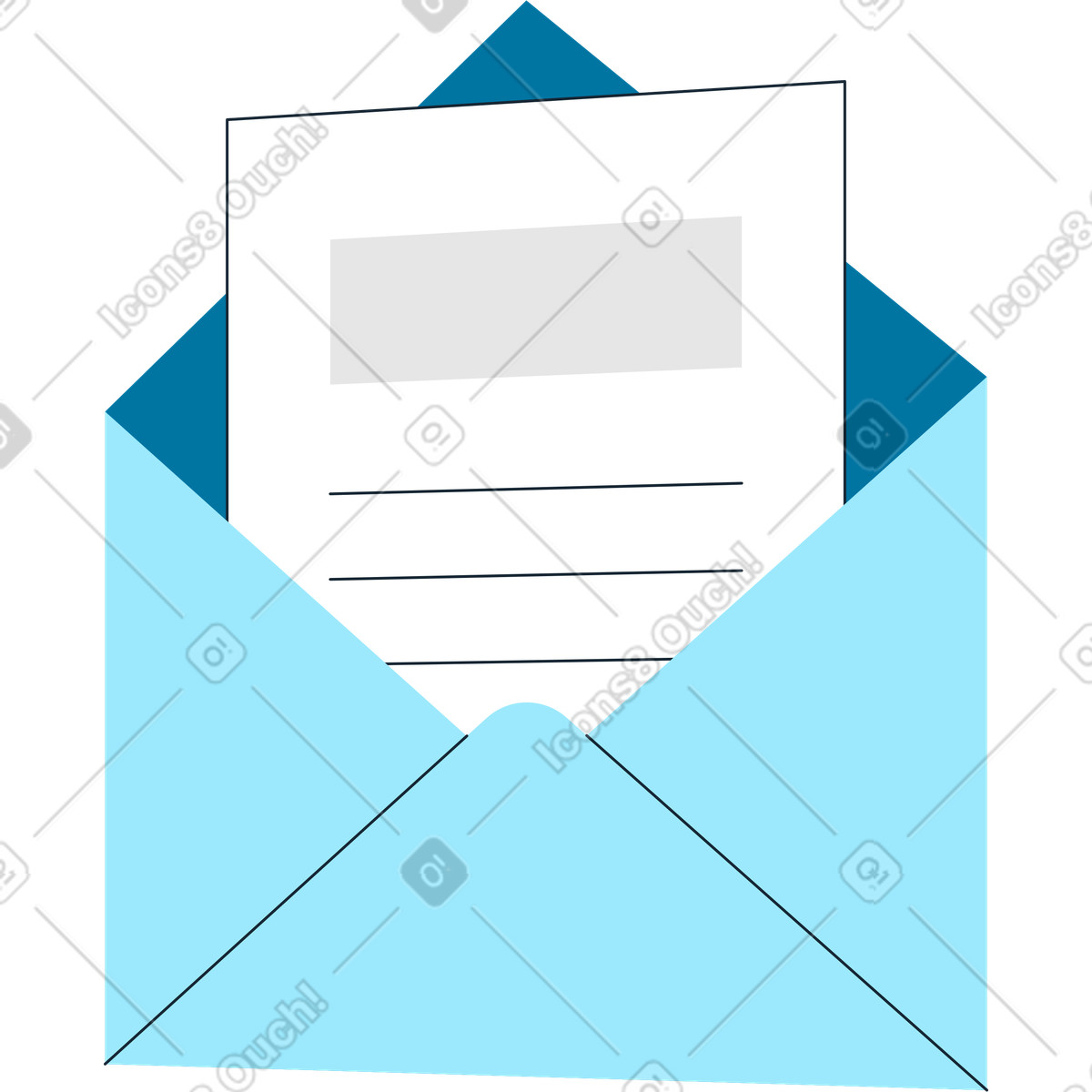 下载 Indigo 风格的 打开信封 插画，支持 PNG、SVG 格式