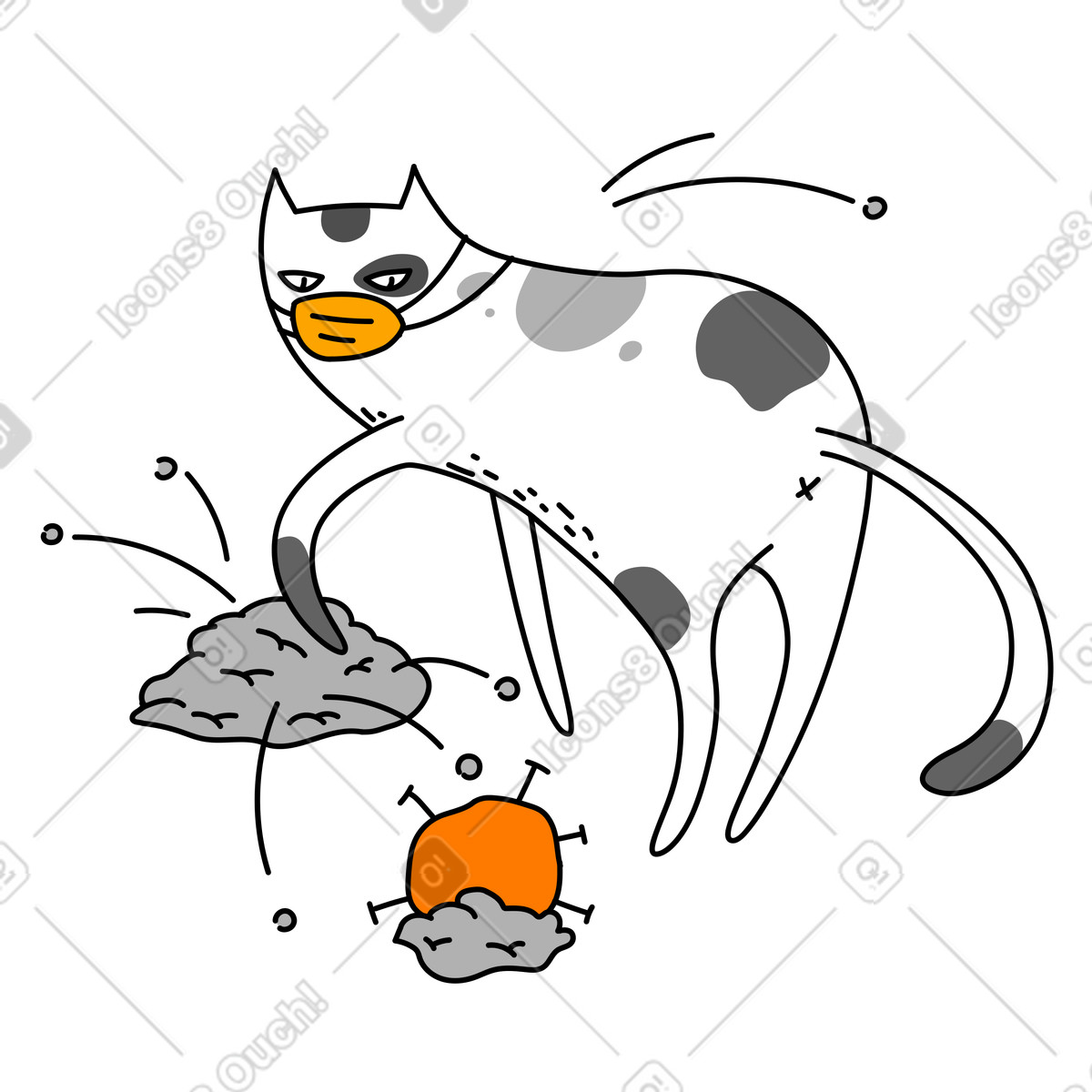 Defeating the coronavirus illustration in Purr style download in PNG, SVG