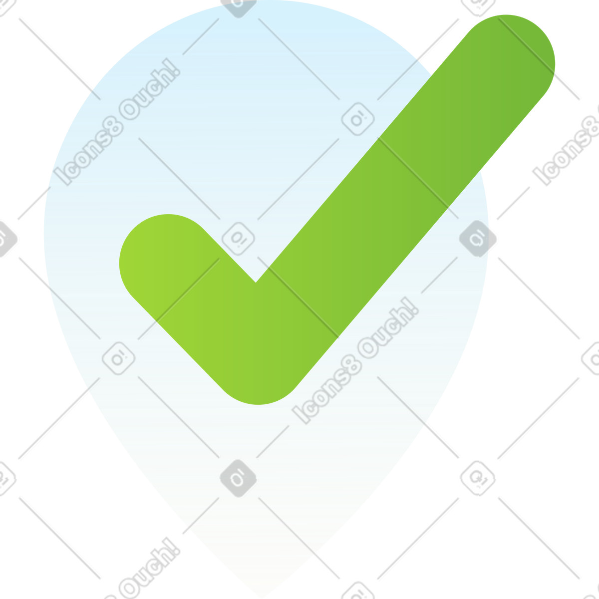 Bubble with a green check mark illustration in Fizzy style download in PNG, SVG