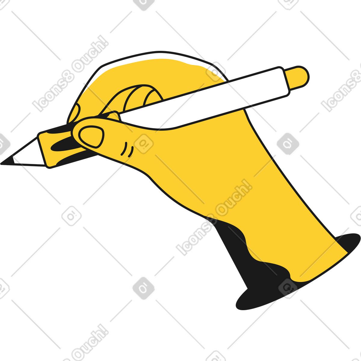 Ilustración Mano sosteniendo un bolígrafo y escribiendo en estilo Taxi a descargar en PNG SVG