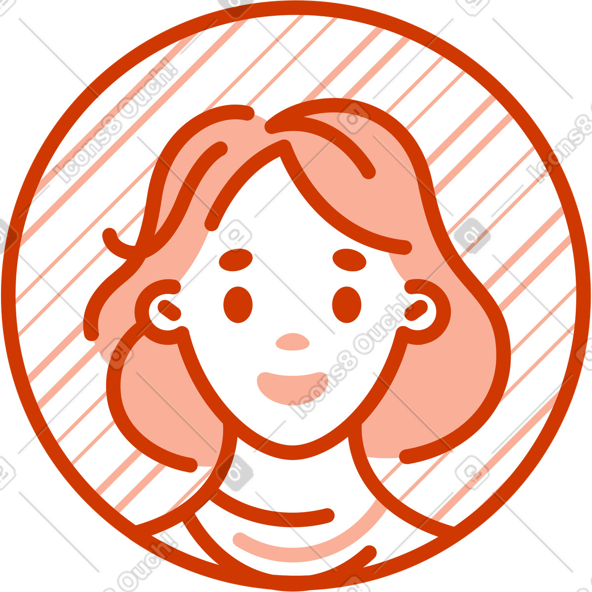 Illustration Icône d'avatar femme orange dans le style Natty à télécharger aux formats PNG, SVG