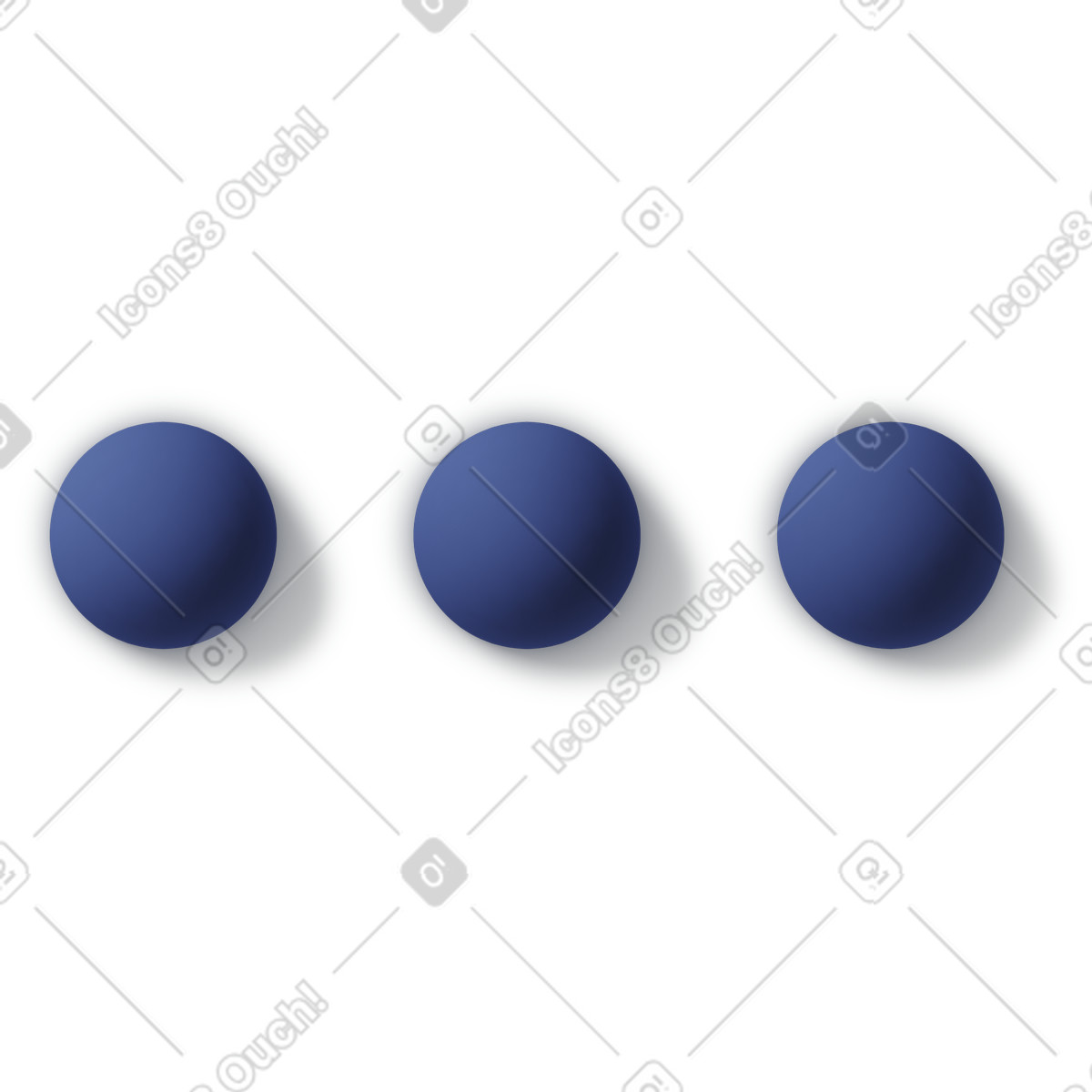 Three blue dots icon illustration in 3D Business style download in PNG, SVG